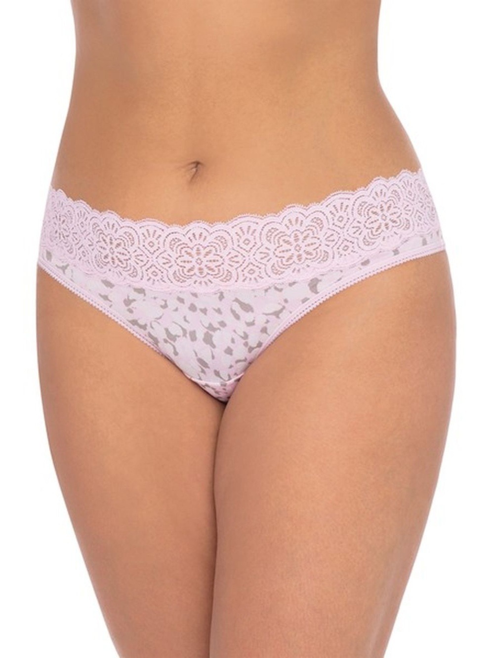 Wide Lace Waist Rayon Pink Leopard Print Thong Panty size XXXL (22)